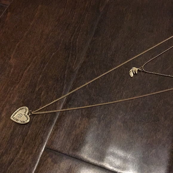 Gold Heart & Feather Layered Necklace - Picture 6 of 7